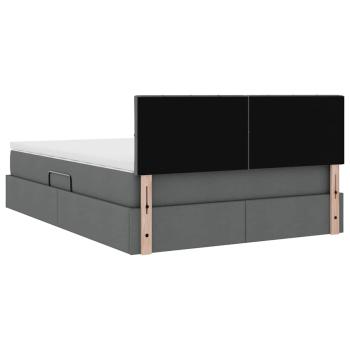 Bett mit LED-Lichtleisten Dunkelgrau 140 x 200 cm Stoff