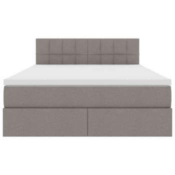 Bett mit LED-Lichtleisten mit Kopfteil Taupe 140 x 200 cm Stoff