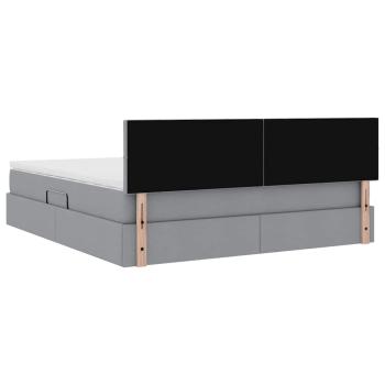 Bett mit LED-Lichtleisten Hellgrau 180 x 200 cm Stoff