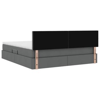 Bett mit LED-Lichtleisten Dunkelgrau 180 x 200 cm Stoff