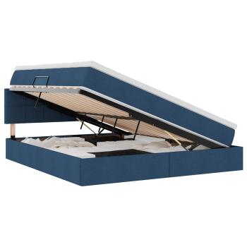 Bett mit LED-Lichtleisten mit Kopfteil Blau 180 x 200 cm Stoff