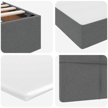 Bett mit LED-Lichtleisten Dunkelgrau 200 x 200 cm Stoff