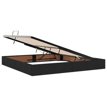 Bett mit LED-Lichtleisten Schwarz 200 x 200 cm Stoff