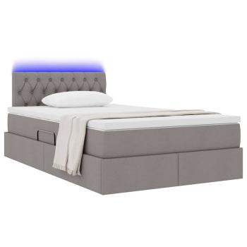 Bett mit LED-Lichtleisten mit Kopfteil Taupe 120 x 200 cm Stoff