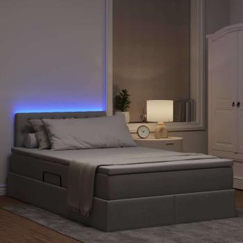 Bett mit LED-Lichtleisten mit Kopfteil Taupe 120 x 200 cm Stoff