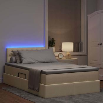ARDEBO.de - Bett mit LED-Lichtleisten mit Kopfteil Creme 120 x 200 cm Stoff