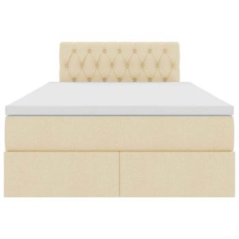 Bett mit LED-Lichtleisten mit Kopfteil Creme 120 x 200 cm Stoff