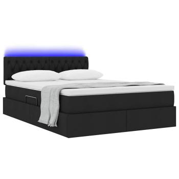 ARDEBO.de - Bett mit LED-Lichtleisten Schwarz 140 x 190 cm Stoff