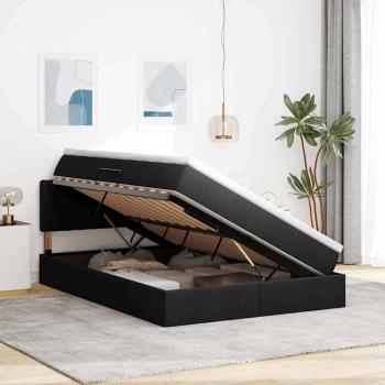 Bett mit LED-Lichtleisten Schwarz 140 x 190 cm Stoff
