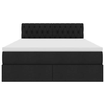 Bett mit LED-Lichtleisten Schwarz 140 x 190 cm Stoff
