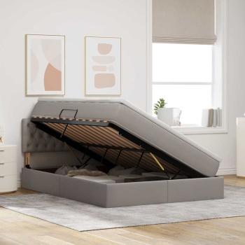 Bett mit LED-Lichtleisten mit Kopfteil Taupe 140 x 190 cm Stoff