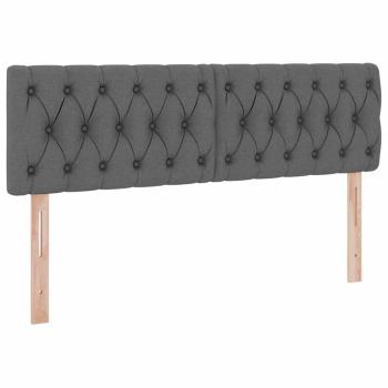 Bett mit LED-Lichtleisten Dunkelgrau 140 x 200 cm Stoff