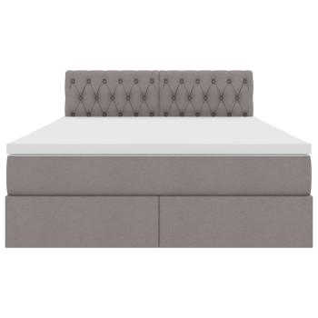 Bett mit LED-Lichtleisten mit Kopfteil Taupe 140 x 200 cm Stoff