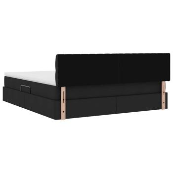 Bett mit LED-Lichtleisten Schwarz 180 x 200 cm Stoff