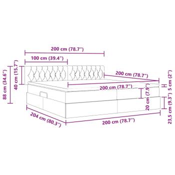 Bett mit LED-Lichtleisten Dunkelgrau 200 x 200 cm Stoff