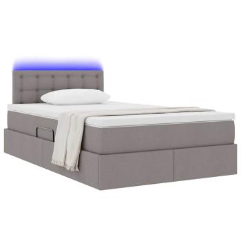 Bett mit LED-Lichtleisten mit Kopfteil Taupe 120 x 200 cm Stoff
