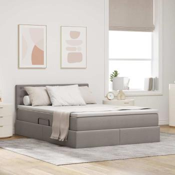 ARDEBO.de - LED-Speicherbett mit Matratze Taupe 140 x 200 cm Stoff