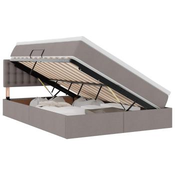 LED-Speicherbett mit Matratze Taupe 140 x 200 cm Stoff