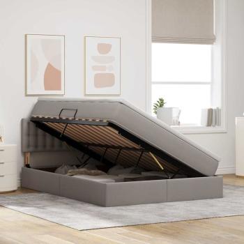 LED-Speicherbett mit Matratze Taupe 140 x 200 cm Stoff