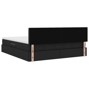 Bett mit LED-Lichtleisten Schwarz 180 x 200 cm Stoff