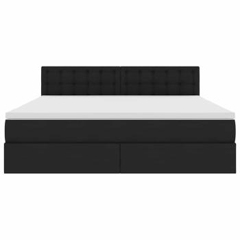 Bett mit LED-Lichtleisten Schwarz 180 x 200 cm Stoff