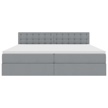 ARDEBO.de - Bett mit LED-Lichtleisten Hellgrau 200 x 200 cm Stoff