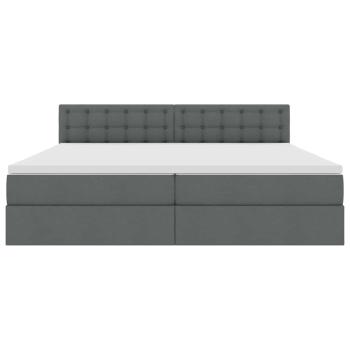Bett mit LED-Lichtleisten Dunkelgrau 200 x 200 cm Stoff