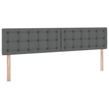 Bett mit LED-Lichtleisten Dunkelgrau 200 x 200 cm Stoff