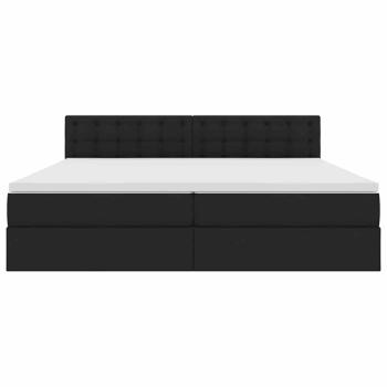 Bett mit LED-Lichtleisten Schwarz 200 x 200 cm Stoff