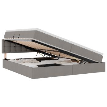 ARDEBO.de - Bett mit LED-Lichtleisten mit Kopfteil Taupe 200 x 200 cm Stoff
