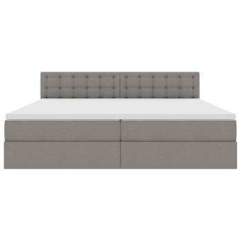 Bett mit LED-Lichtleisten mit Kopfteil Taupe 200 x 200 cm Stoff