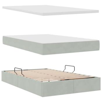 Bett mit LED-Lichtleisten Hellgrau 120 x 200 cm Samt