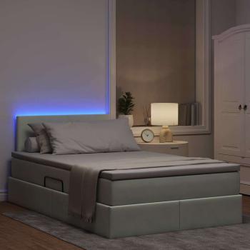 LED-Speicherbett mit Matratze Hellgrau 120 x 200 cm Samt