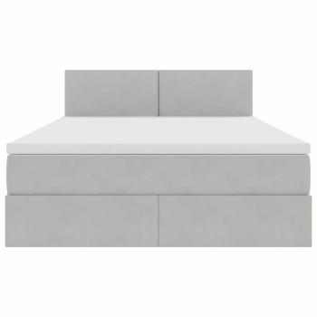 Bett mit LED-Lichtleisten Hellgrau 140 x 190 cm Samt