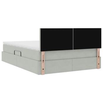 Bett mit LED-Lichtleisten Hellgrau 140 x 200 cm Samt