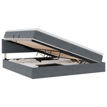 ARDEBO.de - Bett mit LED-Lichtleisten Dunkelgrau 200 x 200 cm Samt