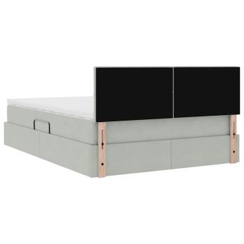 Bett mit LED-Lichtleisten Hellgrau 140 x 200 cm Samt