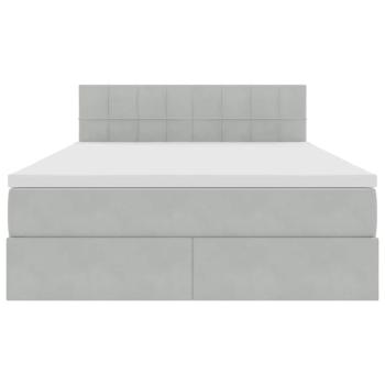 Bett mit LED-Lichtleisten Hellgrau 140 x 200 cm Samt