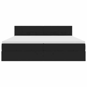 LED-Speicherbett mit Matratze Schwarz 200 x 200 cm Samt