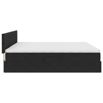 LED-Speicherbett mit Matratze Schwarz 200 x 200 cm Samt