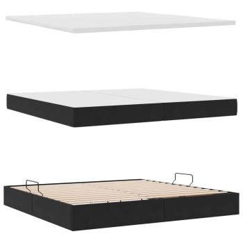 LED-Speicherbett mit Matratze Schwarz 200 x 200 cm Samt