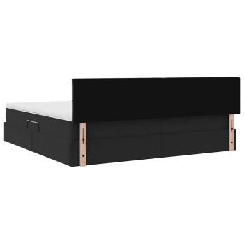 LED-Speicherbett mit Matratze Schwarz 200 x 200 cm Samt