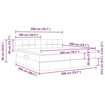 LED-Speicherbett mit Matratze Schwarz 200 x 200 cm Samt