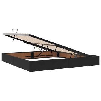 LED-Speicherbett mit Matratze Schwarz 200 x 200 cm Samt