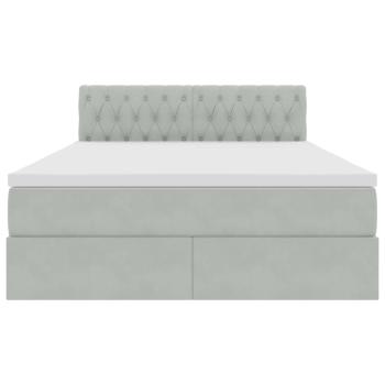 ARDEBO.de - Bett mit LED-Lichtleisten Hellgrau 140 x 190 cm Samt