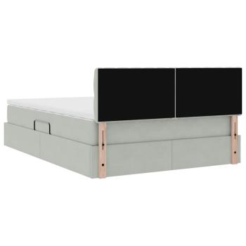 Bett mit LED-Lichtleisten Hellgrau 140 x 190 cm Samt