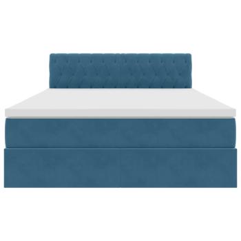 Bett mit LED-Lichtleisten Dunkelblau 140 x 200 cm Samt