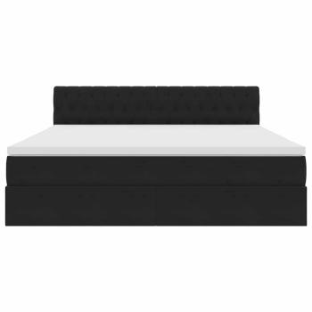 ARDEBO.de - Bett mit LED-Lichtleisten Schwarz 180 x 200 cm Samt