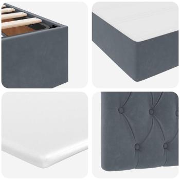 Bett mit LED-Lichtleisten Dunkelgrau 200 x 200 cm Samt