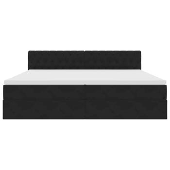 Bett mit LED-Lichtleisten Schwarz 200 x 200 cm Samt